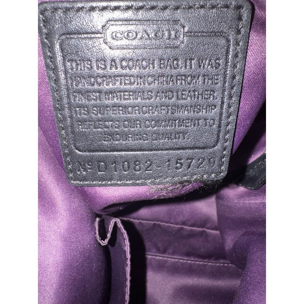 Coach Mia Satchel 15729 Black Leather Silver Hardware Purple Lining - Picture 12 of 13